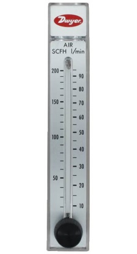 Medidor de flujo escala de 5", 20-200 SCFH/10-95 LPM aire, válvula SS Dwyer RMB-54D-SSV