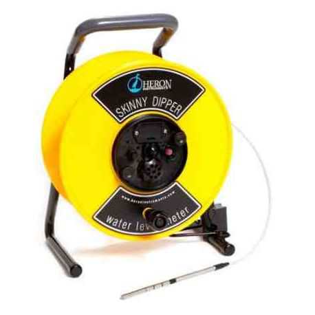 Medidor de nivel de agua Skinny Dipper con sonda de 1/4 "e incrementos métricos, 60 m Heron Instruments 1271