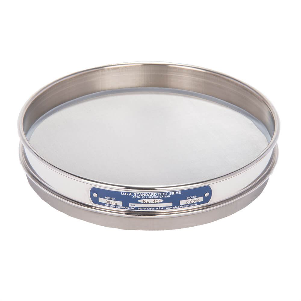 Tamiz de 8 ", todo inoxidable, media altura, No. 400 (38 um) Gilson V8SH # 400