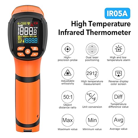 Pistola de temperatura de termómetro infrarrojo -40℉~2912℉