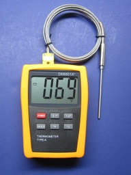 Termómetro termopar tipo K y sonda de inserción de acero inoxidable de 3" hasta 500°C