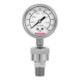 Manómetro de diafragma de 0 a 300 psi/bar/MPa, esfera de 2,5", montaje inferior NPT de 1/2", precisión del 1,6%, para equipos de pulverización